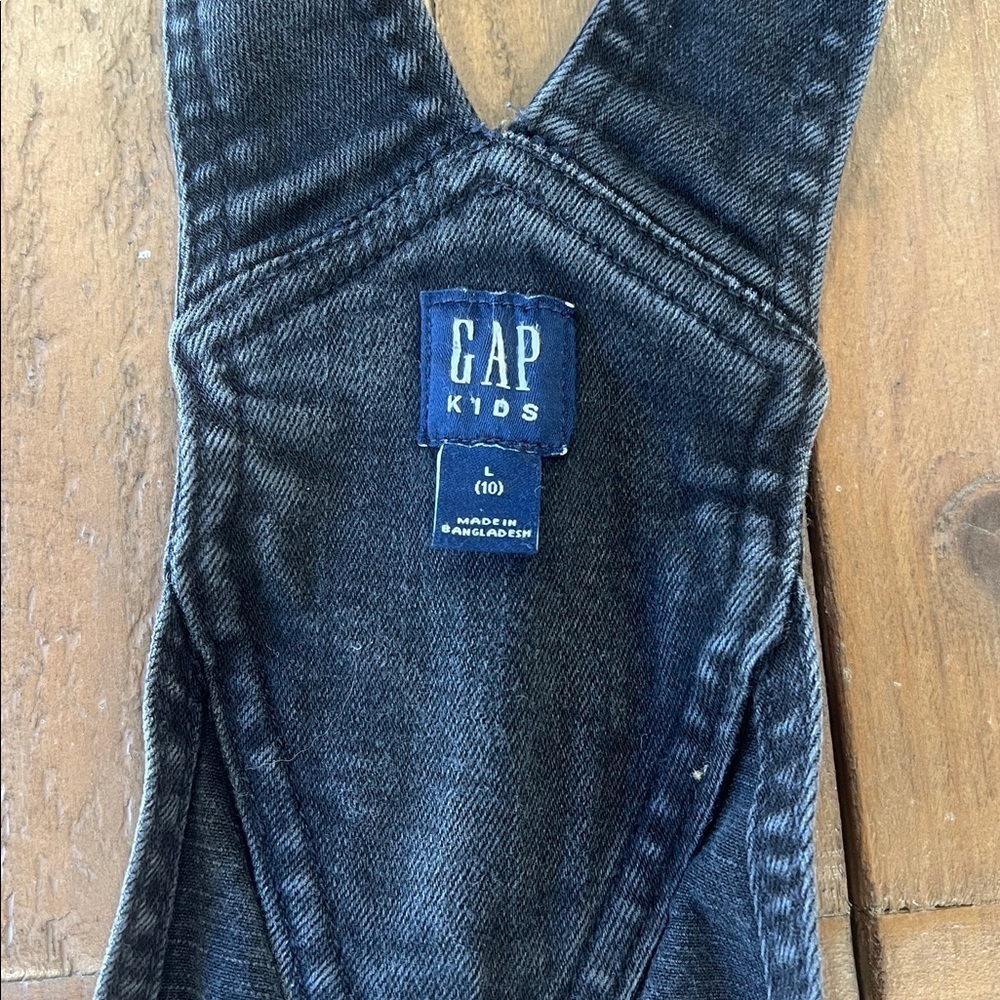 Gap black denim jeans overalls girls large 10 slim fit skinny - Picture 5 of 10